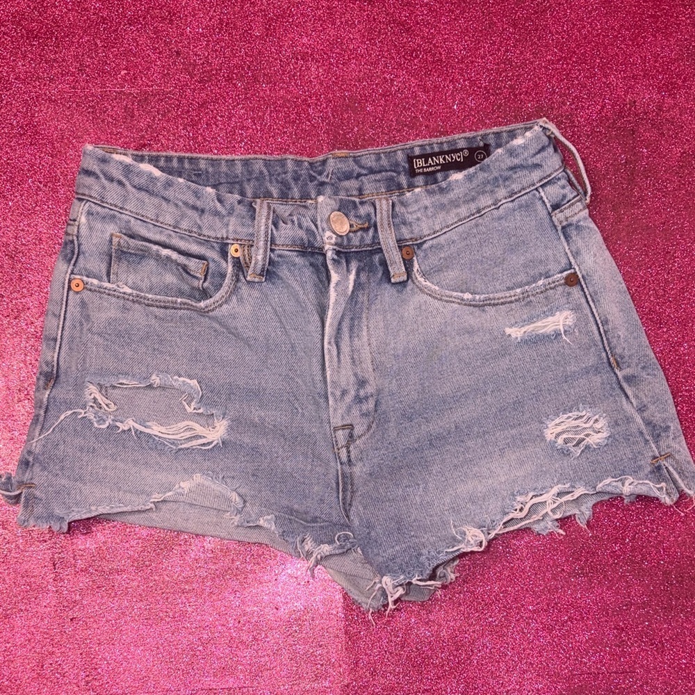 Blank NYC Women's Ripped Jean Shorts - Light Blue